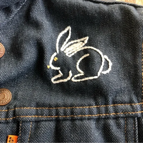 Vintage 70s Levi’s orange tab kids embroidered denim jean jacket